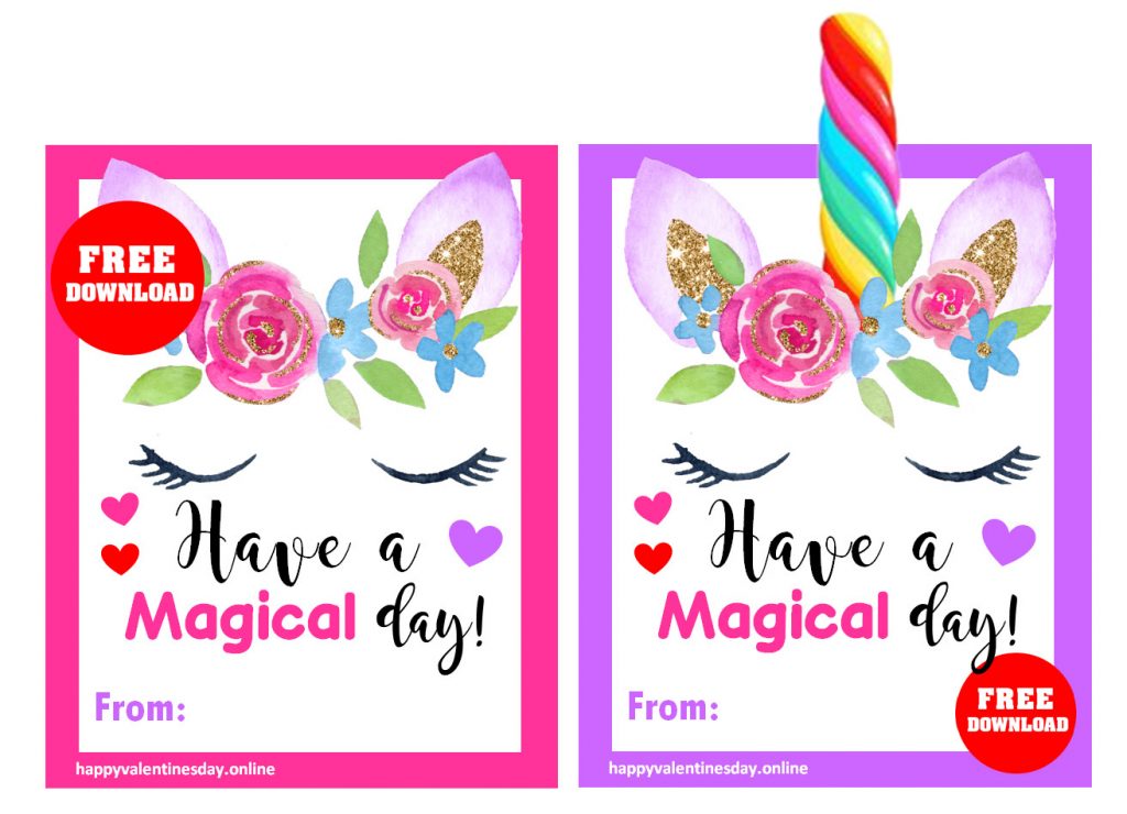 Unicorn Valentines Day Cards Printable